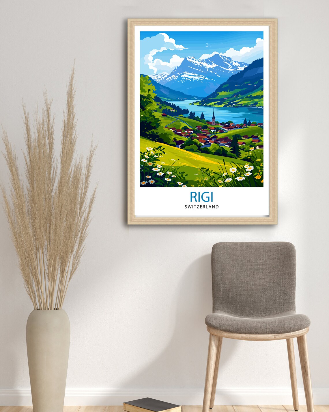 Rigi Switzerland Lakeside Village Alpine Peaks Vintage Travel Poster - Image 2