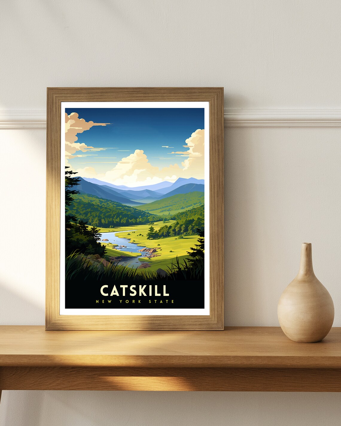 Catskill New York State Mountain Valley River Scenic Travel Poster - Image 3