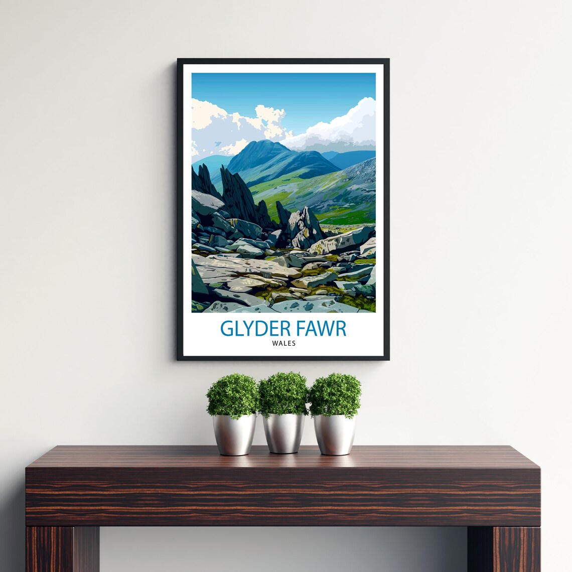 Glyder Fawr Wales Travel Poster, Mountain Landscape - Image 3