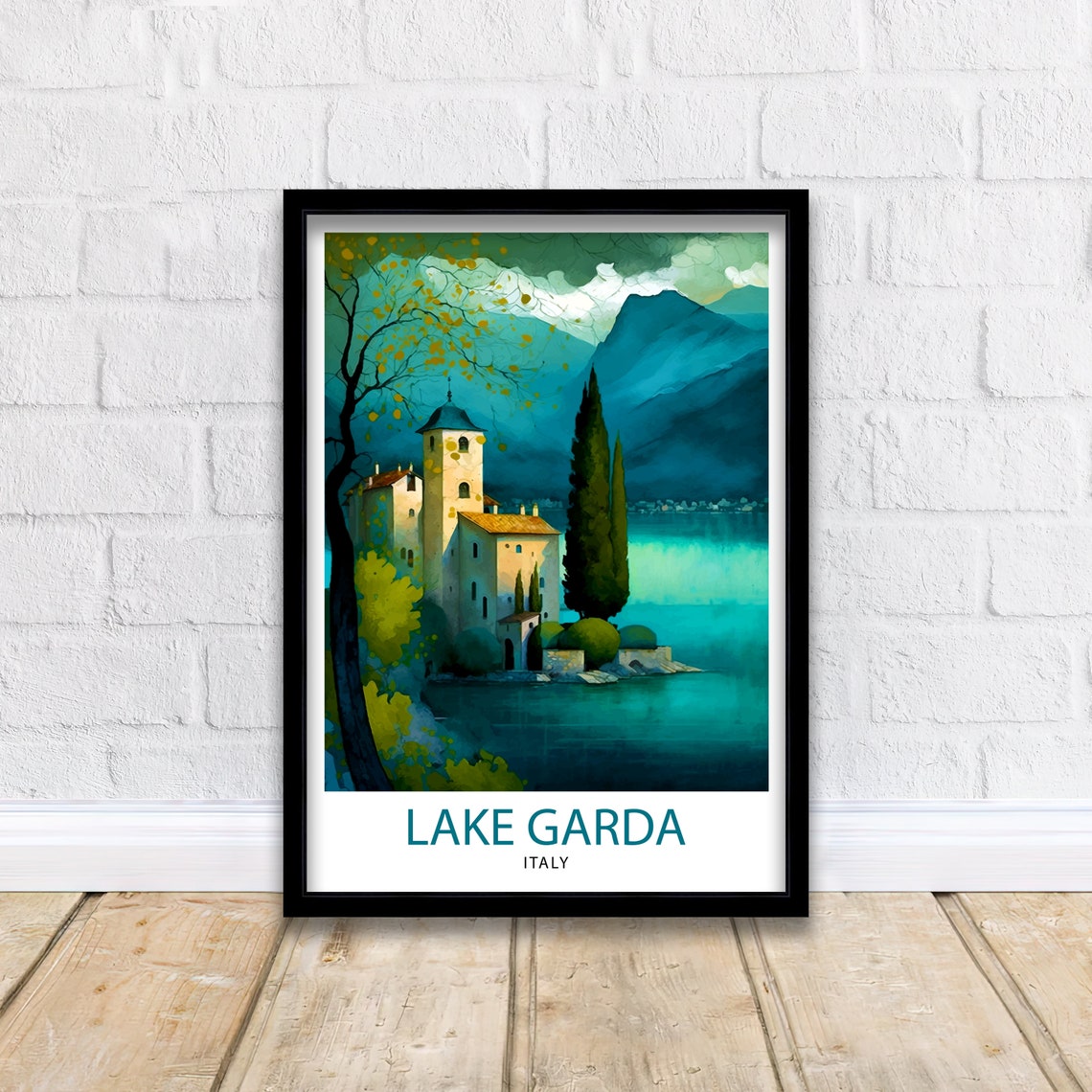 Lake Garda Italy Travel Print Lake Garda Wall Art Italy Travel Poster Lake Garda Home Decor Italy Illustration Gift For Italy Lovers - Image 2