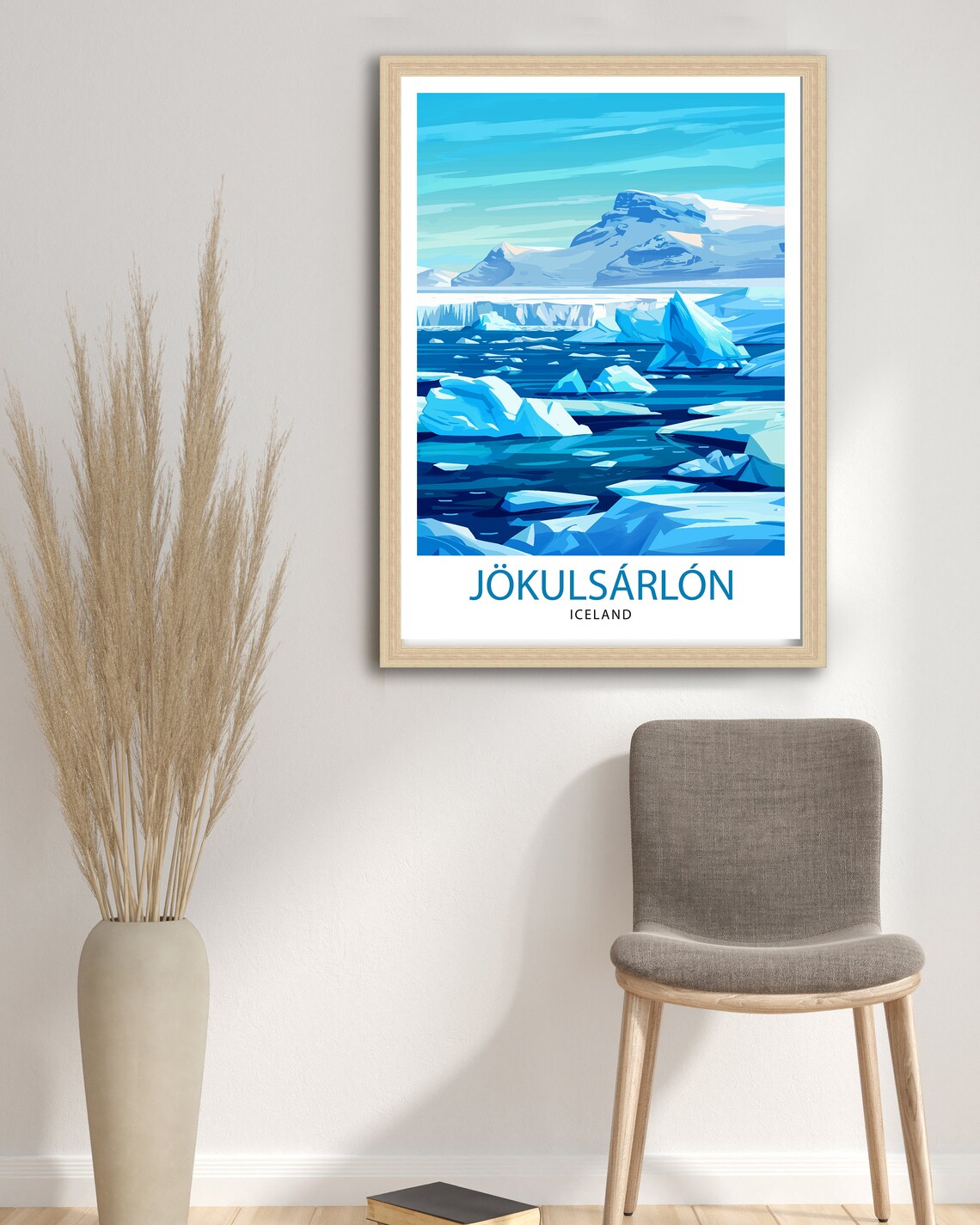 Jokulsarlon Iceland Glacier Lagoon Icebergs Blue Travel Art Poster - Image 2