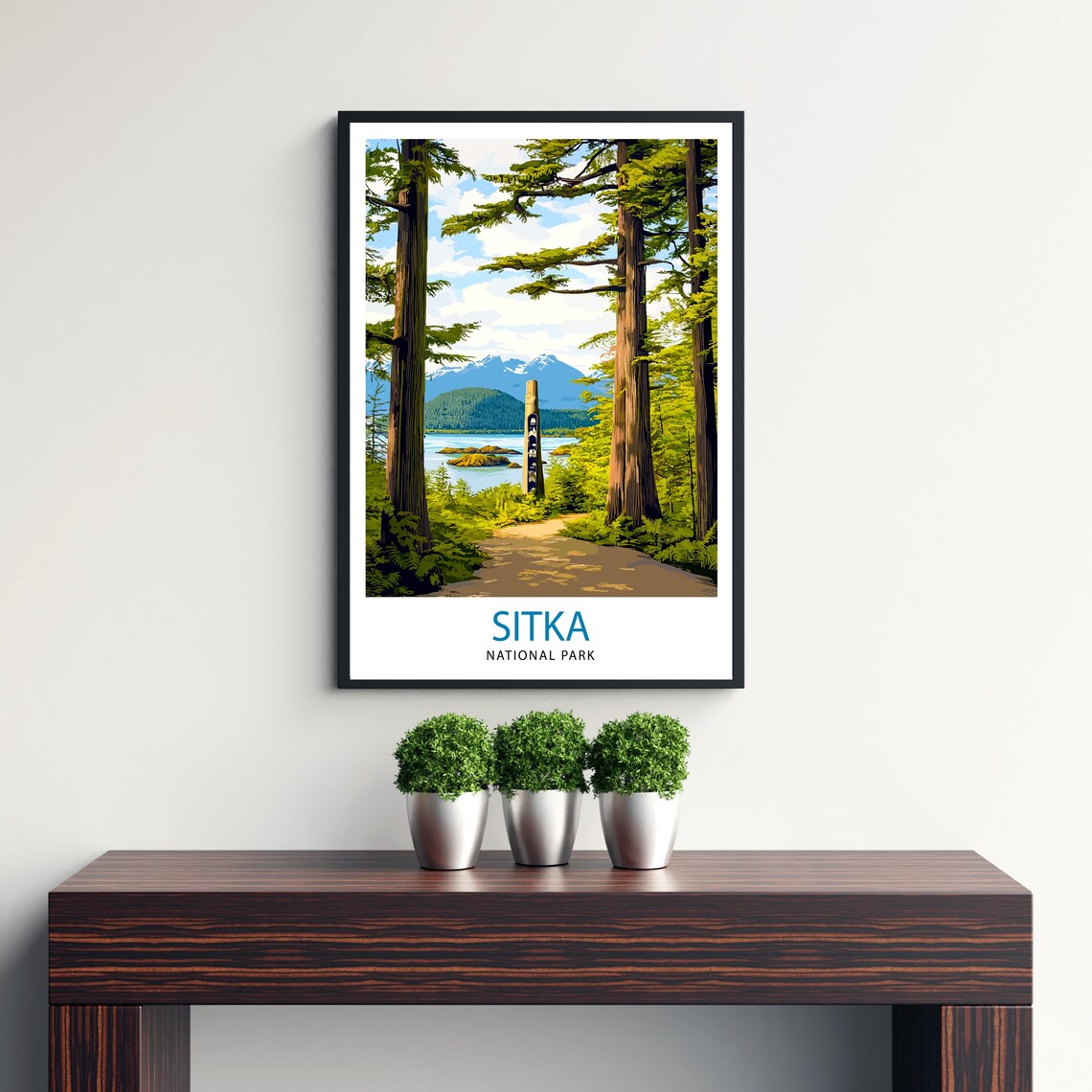 Sitka National Park Alaska Totem Pole Forest Lake Travel Poster - Image 3