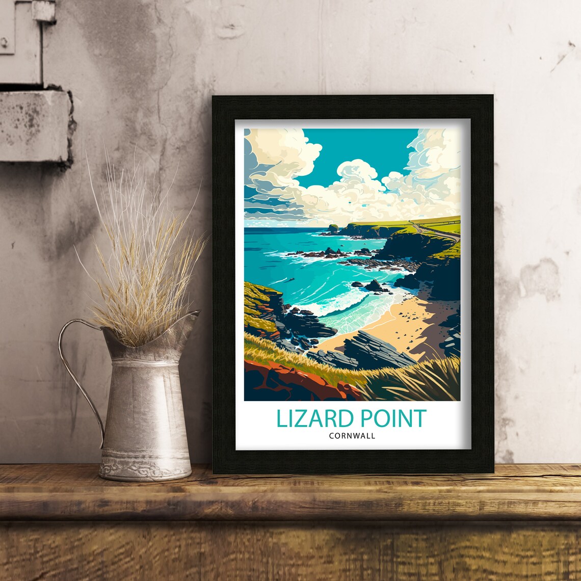 Lizard Point Cornwall Travel Poster, Home Living Decor - Image 2