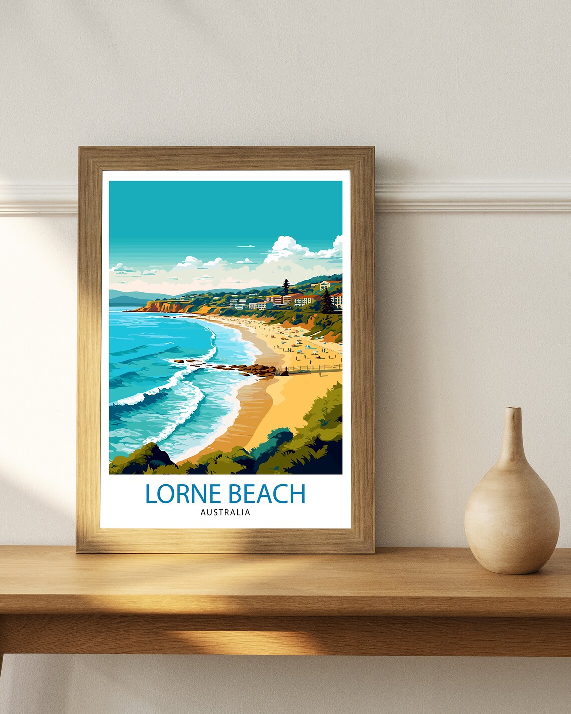 Lorne Beach Australia Crescent Bay Coastal Vintage Travel Poster - Image 3
