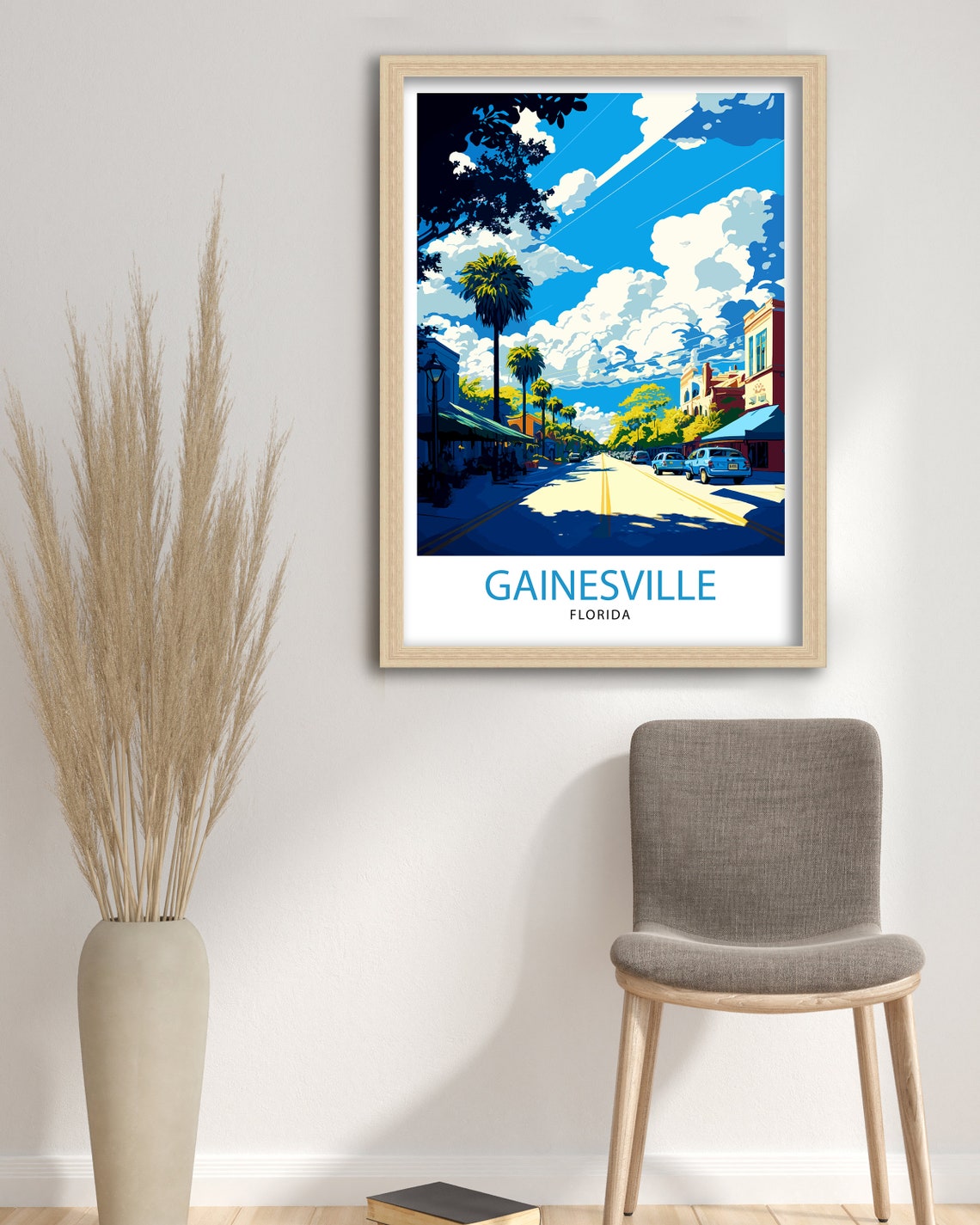 Gainesville Florida Palm Lined Downtown Street Sunshine Poster - Image 3
