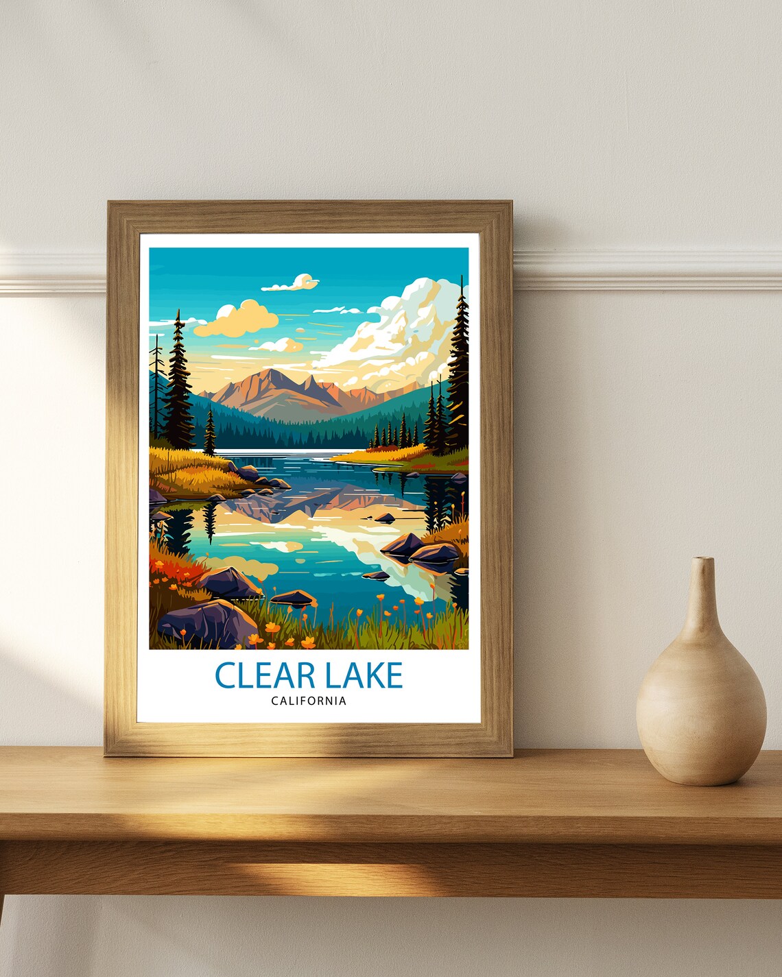 Clear Lake California Travel Poster, Home Decor - Image 2
