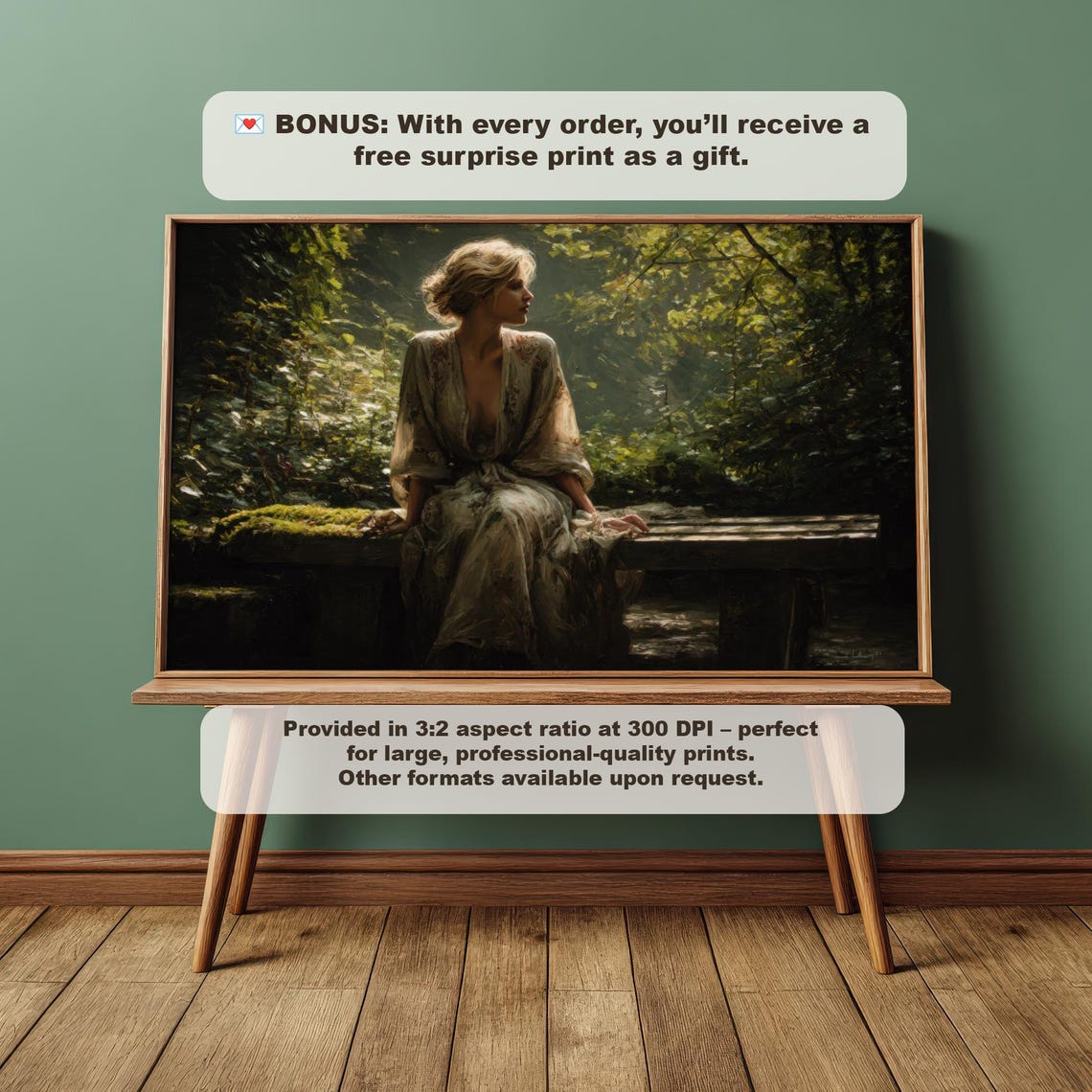 Woman In Woods Romantic Academia Forest Light Reading Art Poster