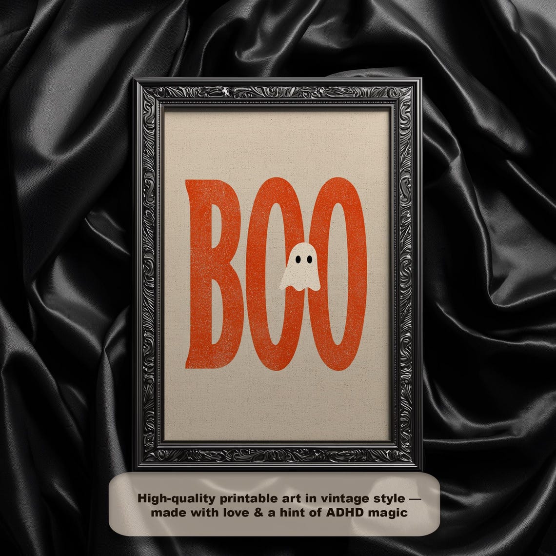 Minimalist Halloween Print Boo Wall Art Cute Decor Modern Spooky Season Poster