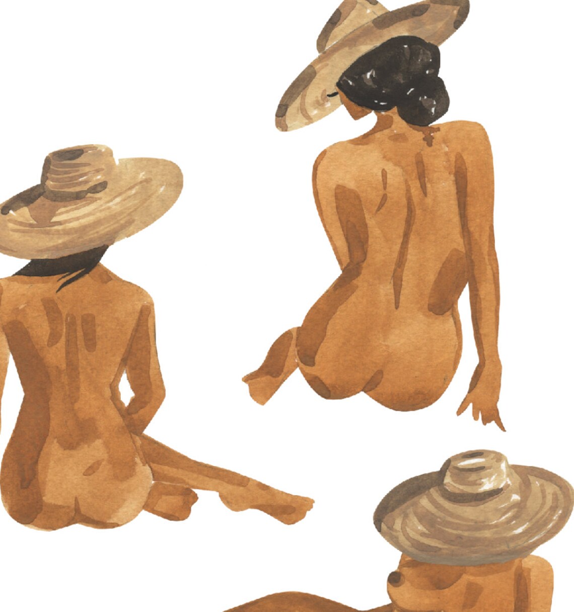 Figure Studies Watercolor Minimalist Boho Art Print - Image 2