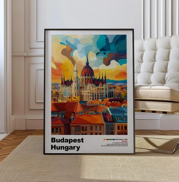 Athens Greece Mid Century Modern Architecture Art Print Retro Minimalist City Poster With Geometric Design Bold Mid Century Poster