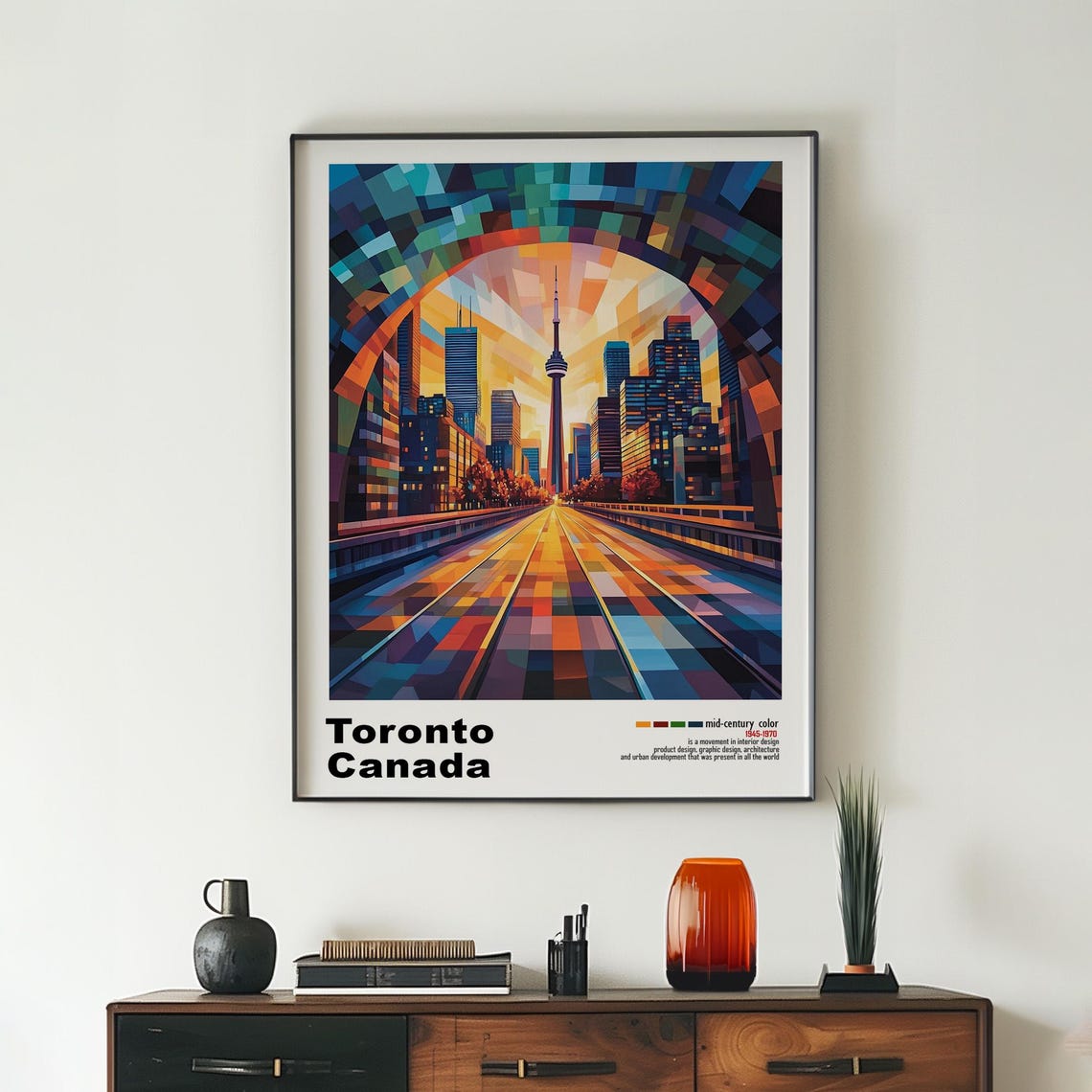 Toronto Canada CN Tower Mosaic Arch Street Golden Sunset Poster - Image 2