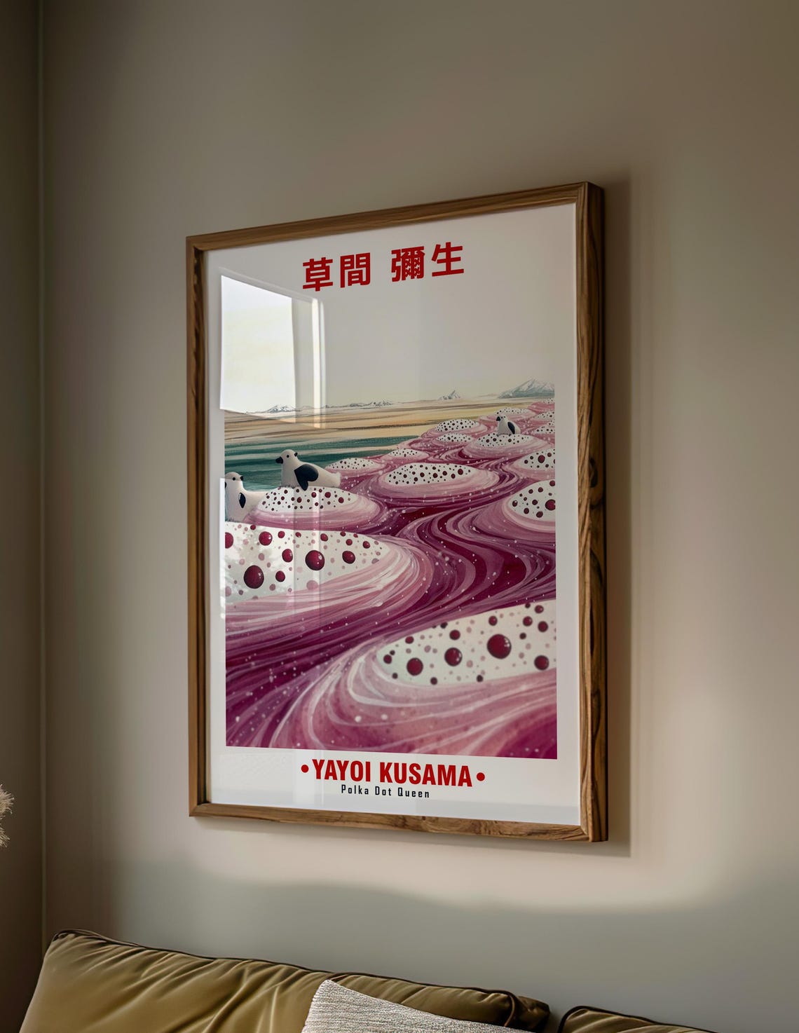 Yayoi Kusama-Inspired Polka Dot Ocean Wave Seagulls Art Poster - Image 2