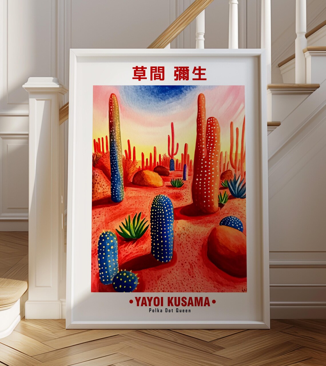 Yayoi Kusama-Inspired Colorful Polka Dot Cactus Garden Poster
