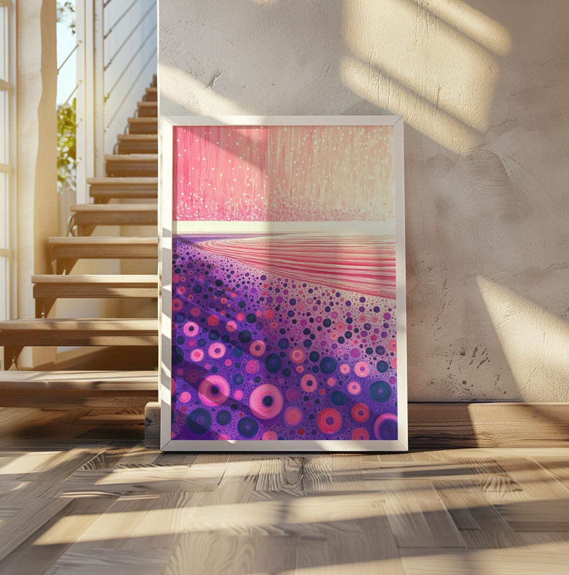 Pink and Purple Infinity Dot Gradient Field Kusama Style Poster