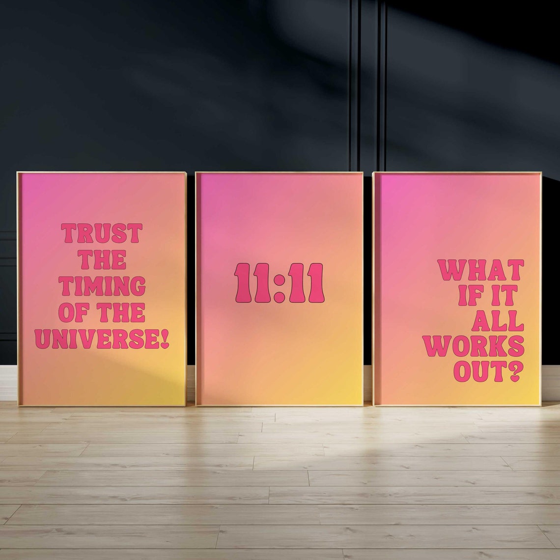 Manifesting Trio Set Trust The Timing Eleven Eleven Affirmation Poster