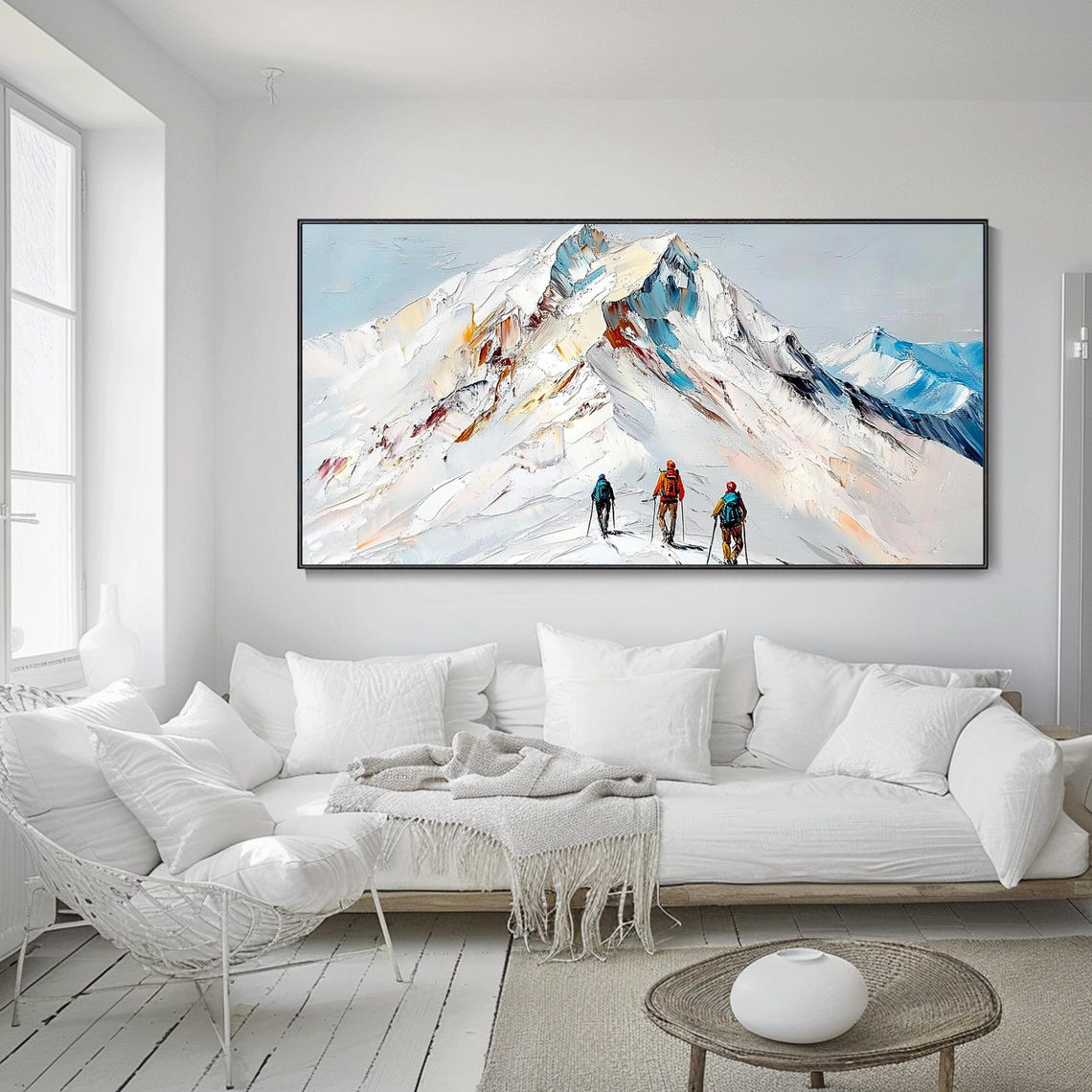 Snow Mountain Climbers Expedition 3D Textured Winter Art Poster - Image 3