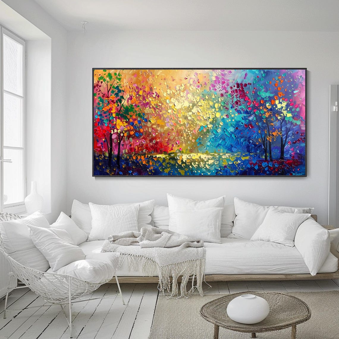 Colorful Forest Landscape Impressionist 3D Textured Art Poster - Image 3