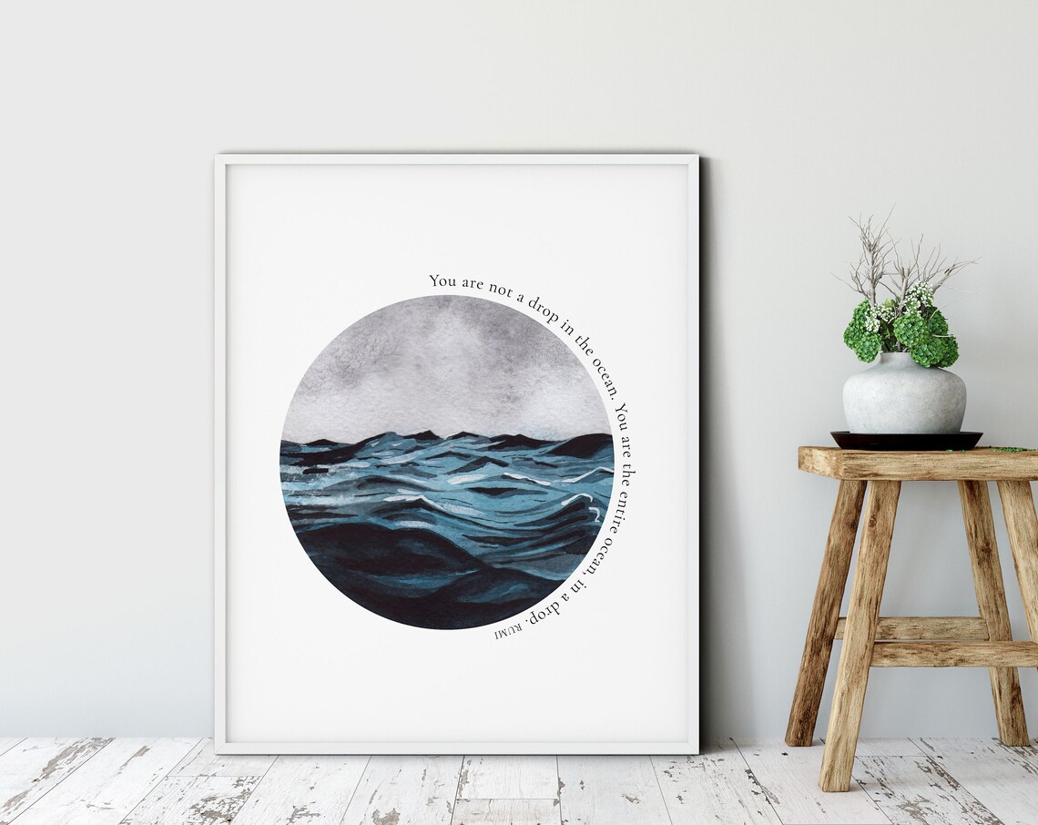Rumi Quote, Drop In The Ocean Inspirational Art Print