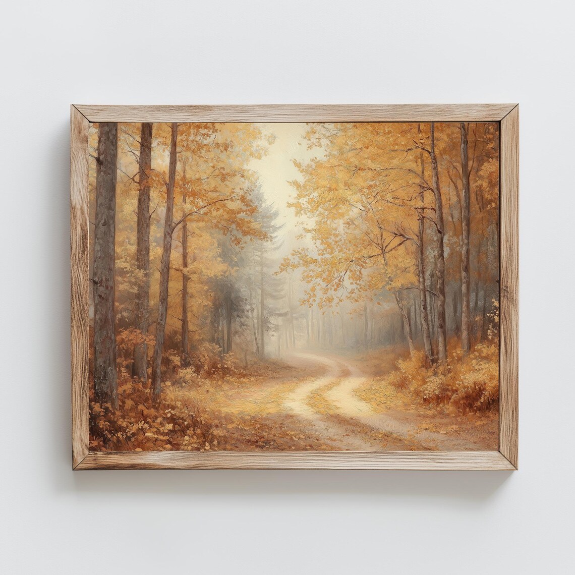 Golden Autumn Road Vintage Fall Art Print