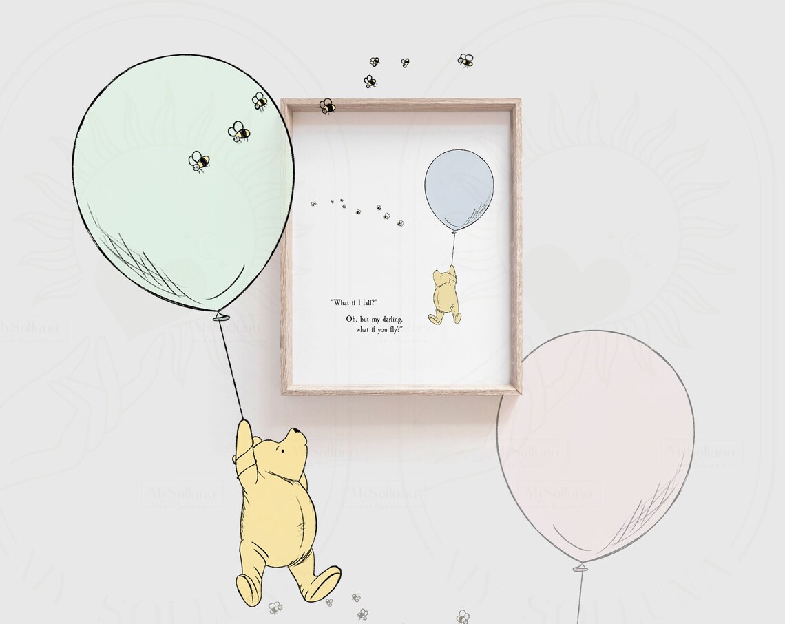 Winnie the Pooh Quote Nursery Christening Art Print - Image 3