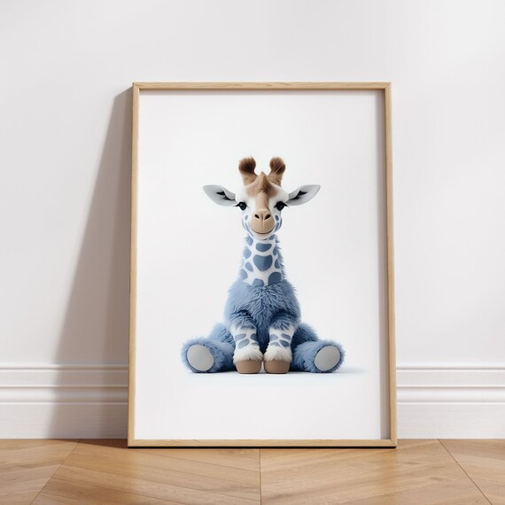 Adorable Fluffy Baby Giraffe Sitting Sweet Nursery Animal Poster