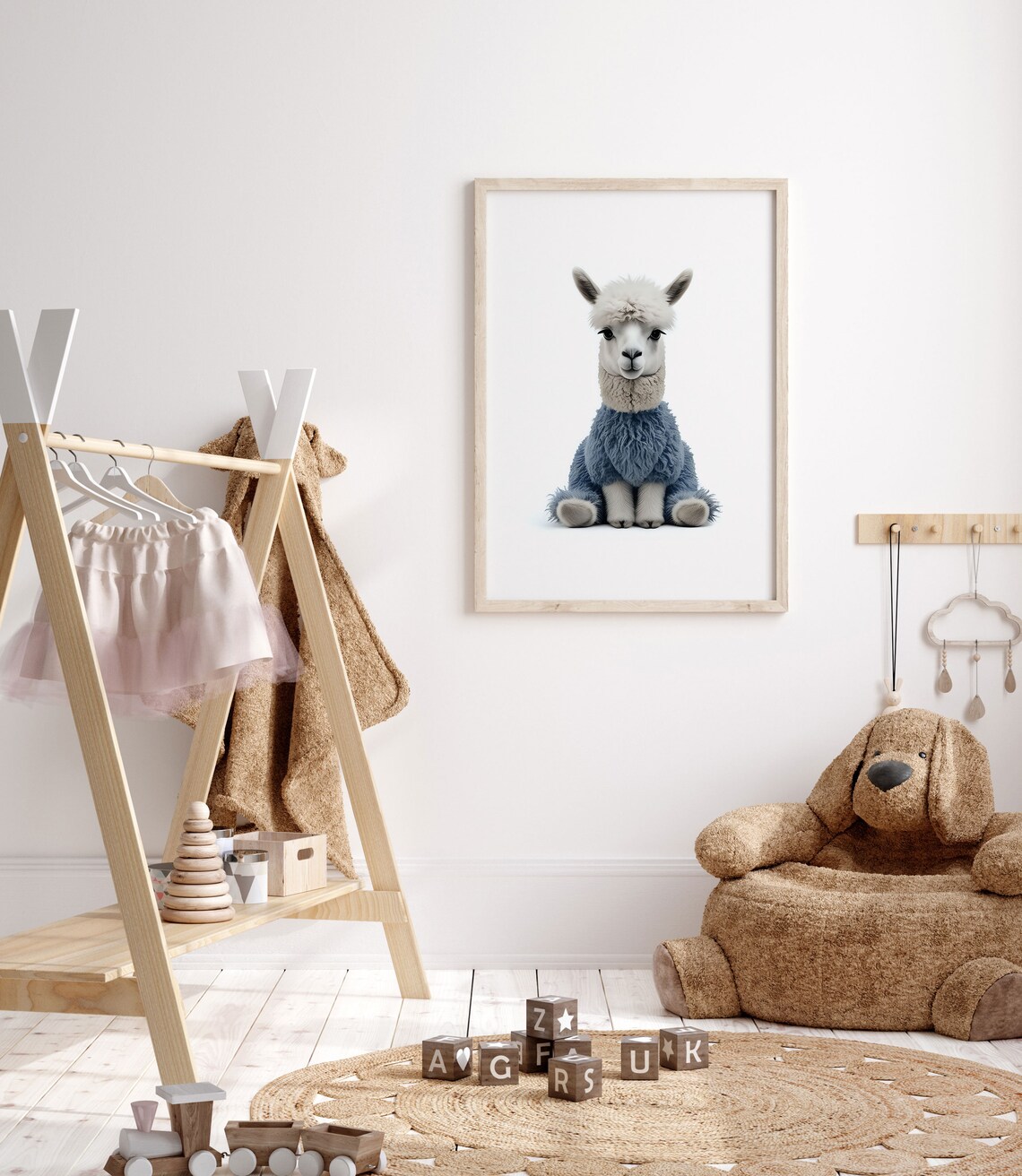Adorable Fluffy Baby Llama Sitting Sweet Nursery Animal Poster - Image 4