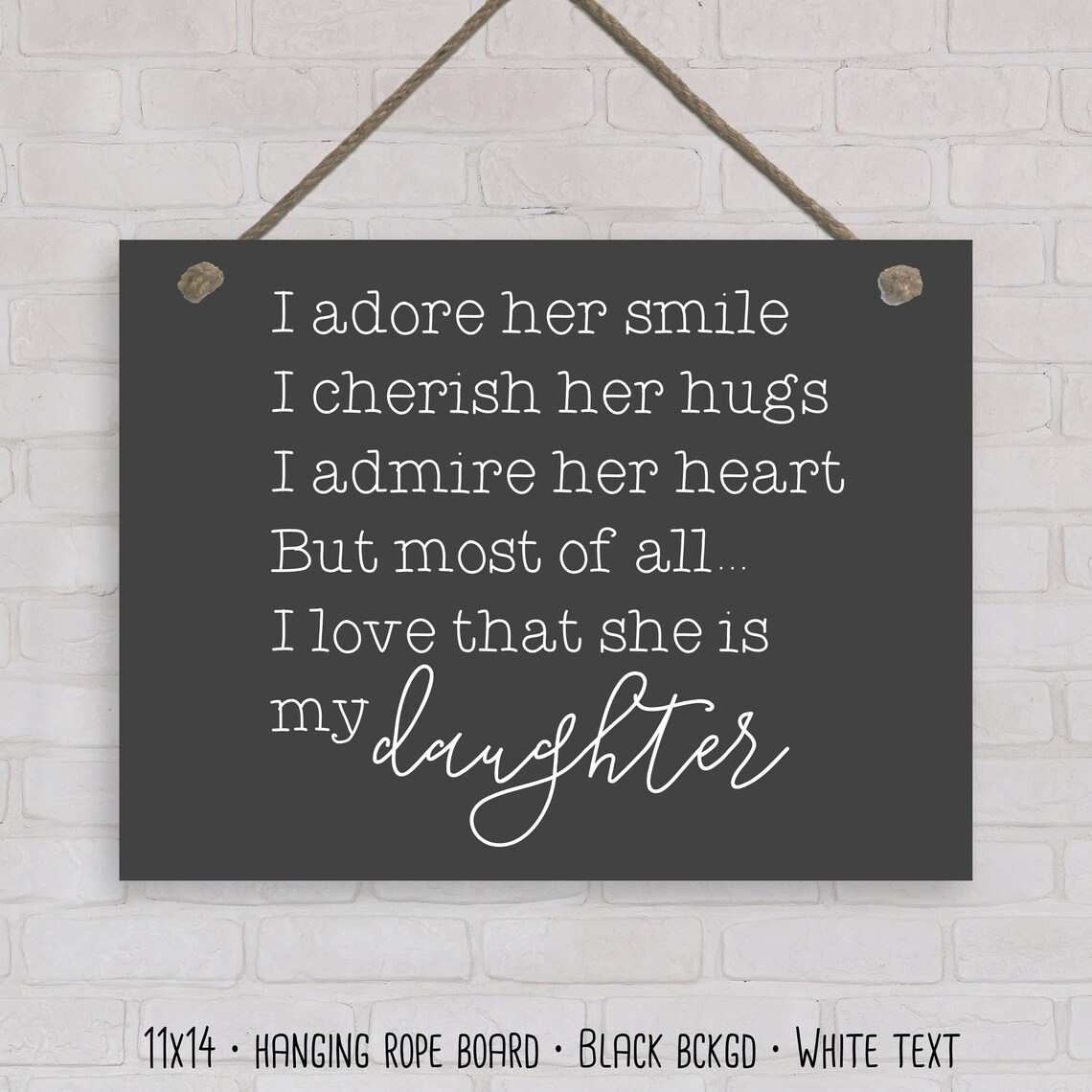I Adore Her Smile I Cherish Her Hugs Daughter Poem Sign Poster - Image 2