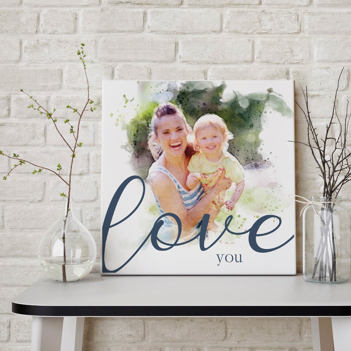 Personalized Distressed Watercolor Photo Art Print - Image 3