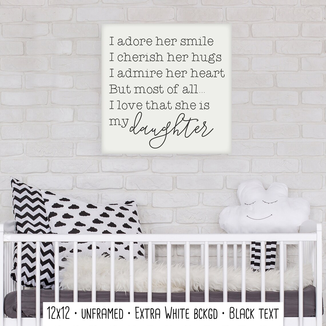 I Adore Her Smile I Cherish Her Hugs Daughter Poem Sign Poster - Image 3