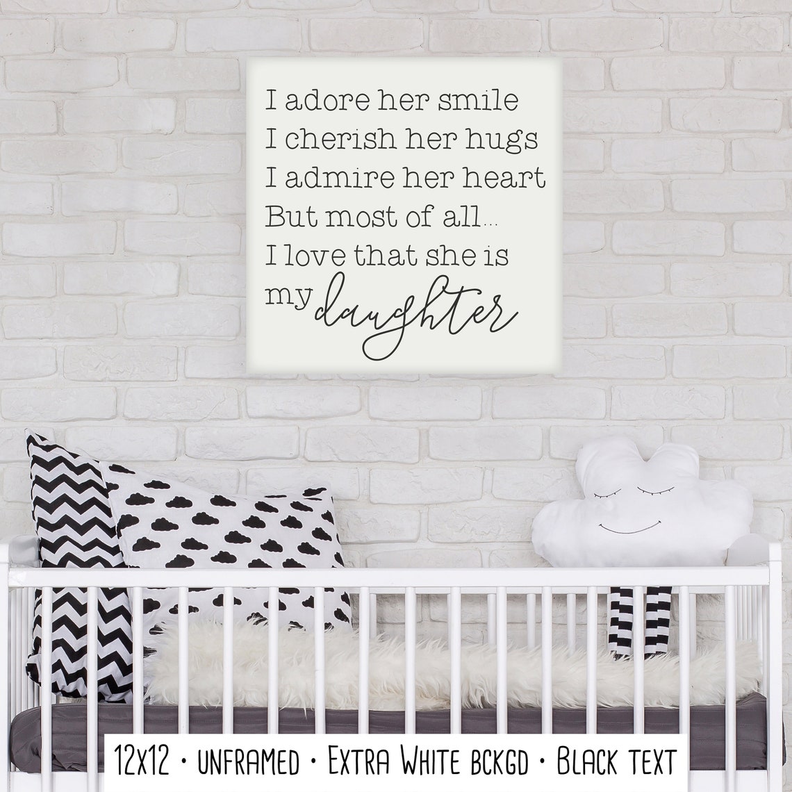 I Love That She Is My Daughter Poems Poetry For Kids Framed Farmhouse Signs Gifts For Her Mothers Day Baby Shower - Image 3