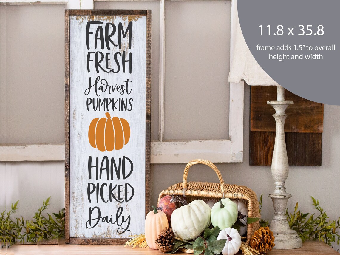 Farm Fresh Harvest Pumpkins Hand Picked Daily Vertical Sign Poster - Image 3