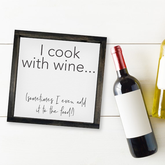 I Cook With Wine Sometimes Add It To The Food Funny Kitchen Poster
