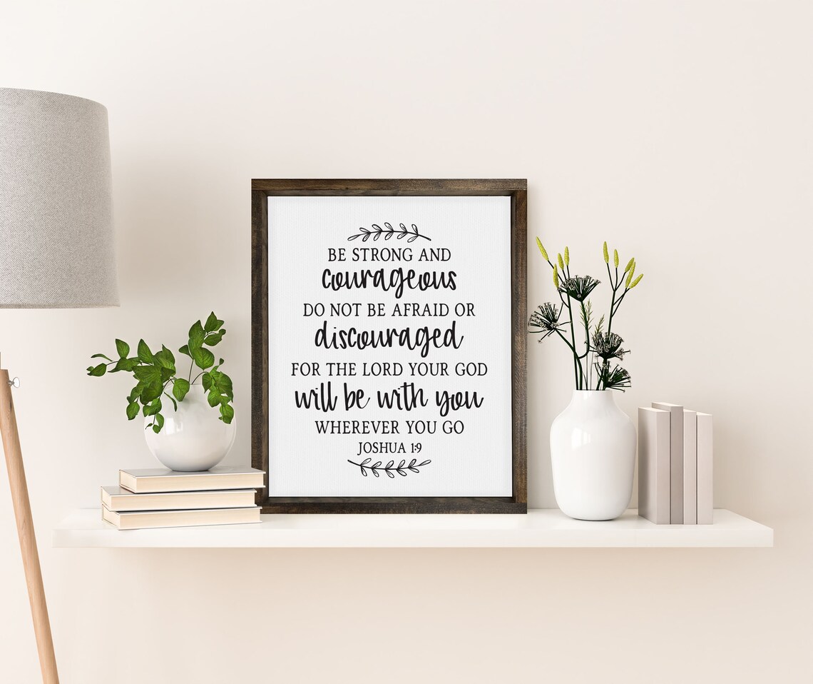 Joshua 1:9 Be Strong and Courageous Bible Verse Wall Art Decor - Image 3