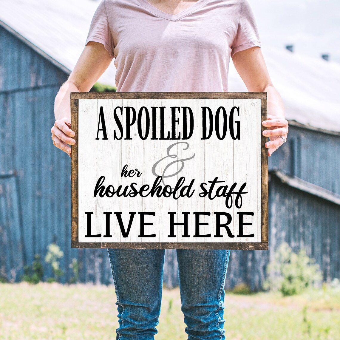 A Spoiled Dog and Its Household Staff Live Here Funny Dog Poster - Image 3