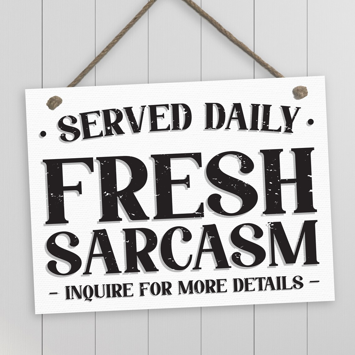 Fresh Sarcasm Served Daily Funny Adult Humor Farmhouse Sign Wall Art - Image 2