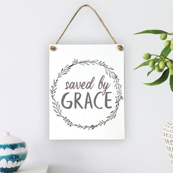 Saved By Grace Easter Home Decor Bible Verse Wall Art Modern Decor Church Signs Framed Unframed Rope Board Options
