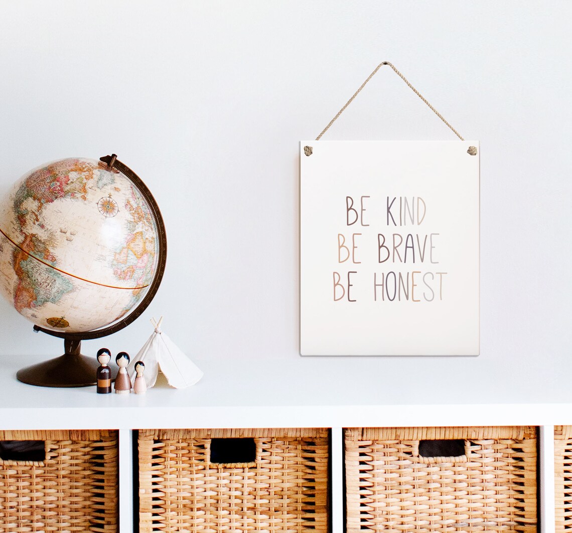 Be Kind Be Brave Be Honest Neutral Nursery Art Print - Image 2