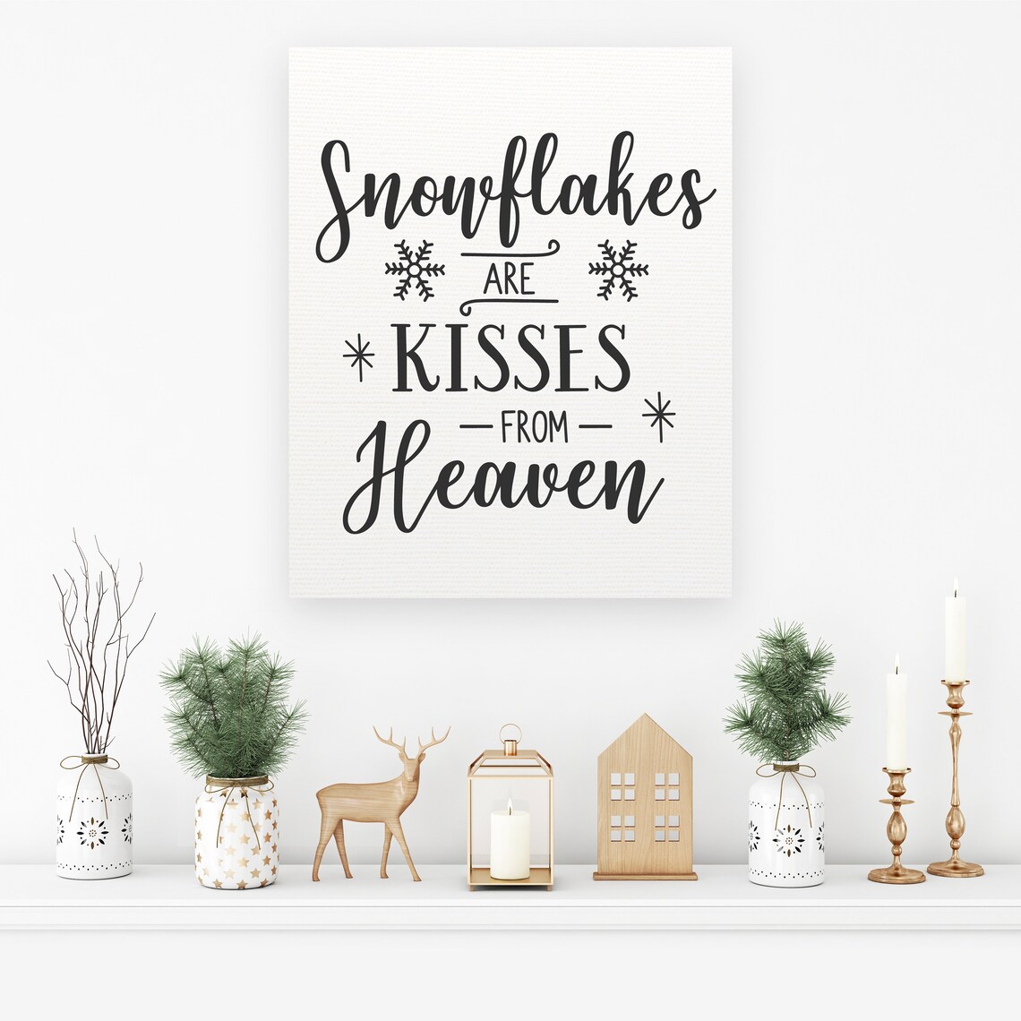 Snowflakes Are Kisses From Heaven, Farmhouse Art Print - Image 3