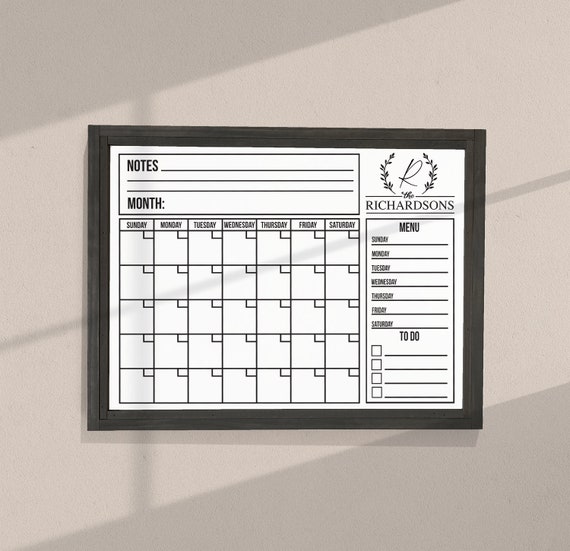 Dry Erase Family Calendar Customizable Organization Decor