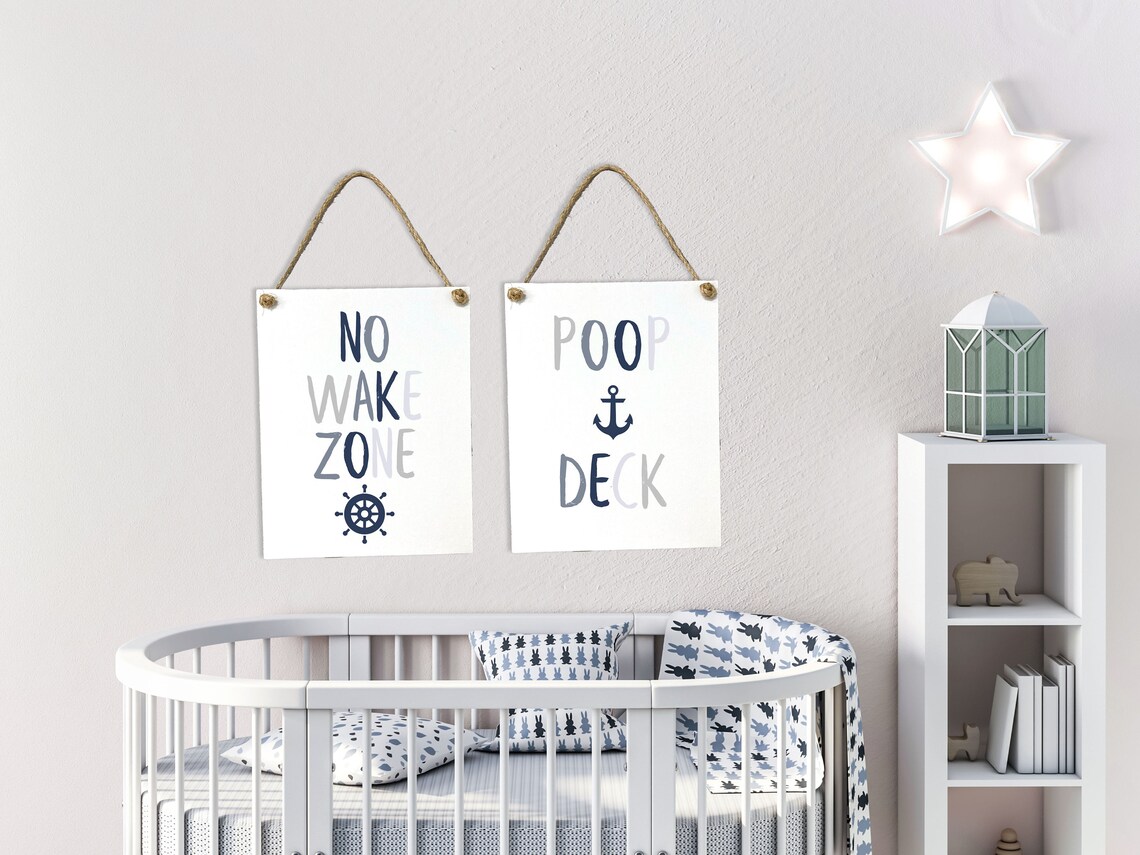 Poop Deck No Wake Zone, Ocean Theme Nursery Decor - Image 2