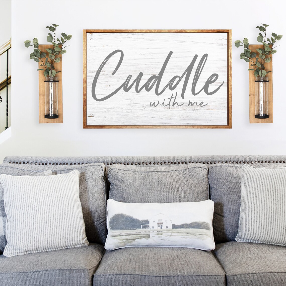 Cuddle With Me Faux Whitewashed Wood Art Print - Image 3