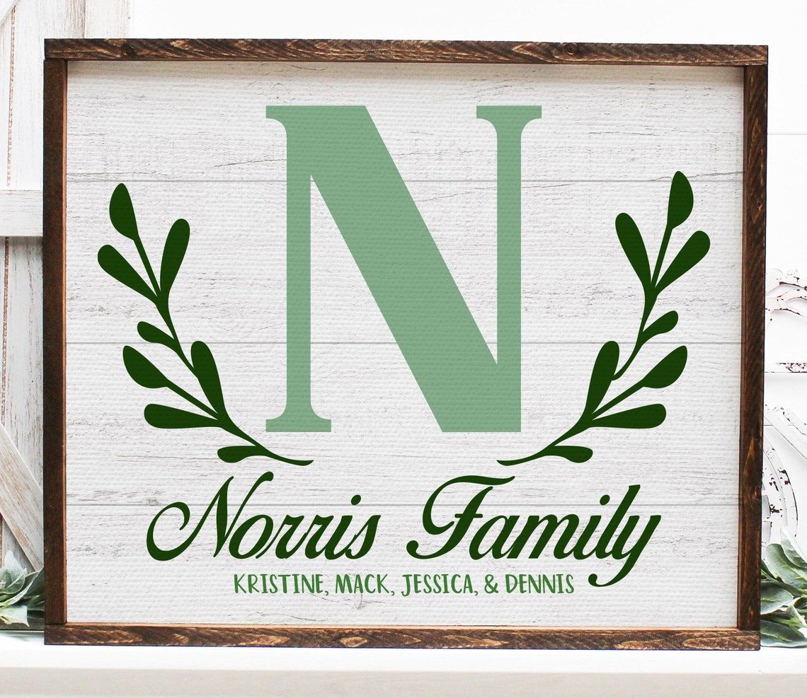 Personalized Large Family Initial Monogram Wood Name Sign Print - Image 2