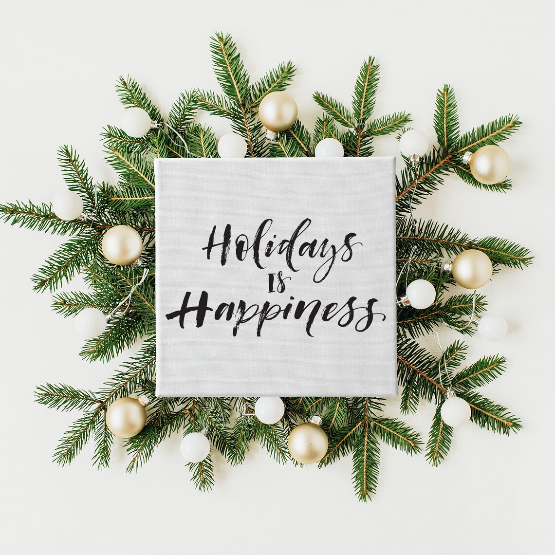 Holidays Is Happiness Black Brush Script Farmhouse Sign Poster - Image 3