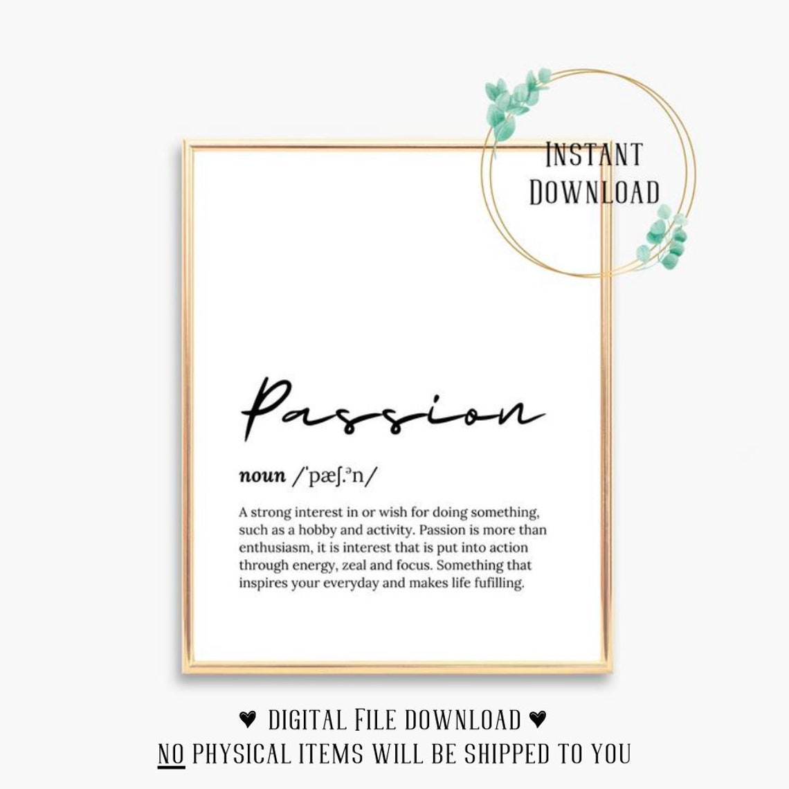 Passion Dictionary Definition Script Font Inspirational Poster