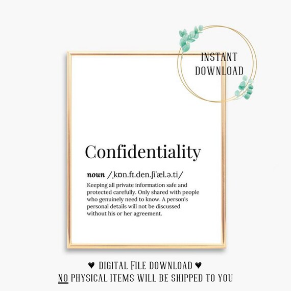 Confidentiality Definition Private Information Protection Poster