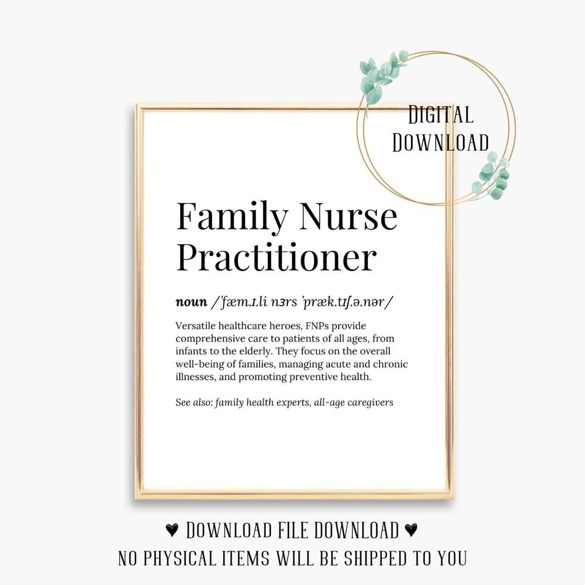 Family Nurse Practitioner Definition Typography Style Poster - Image 3