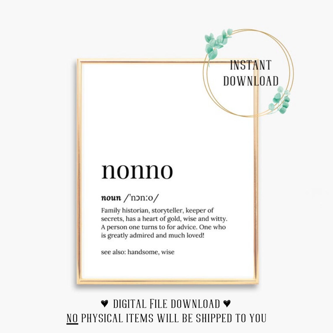 Nonno Italian Grandfather Definition Family Historian Gift Poster