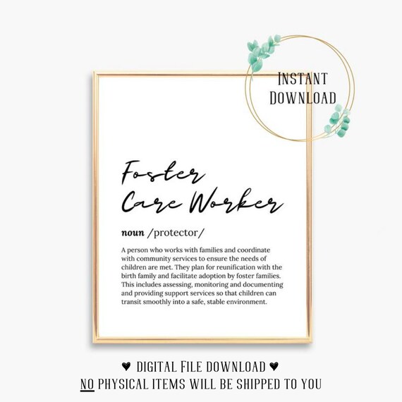 Foster Care Worker Definition Dictionary Script Poster Protector Gift