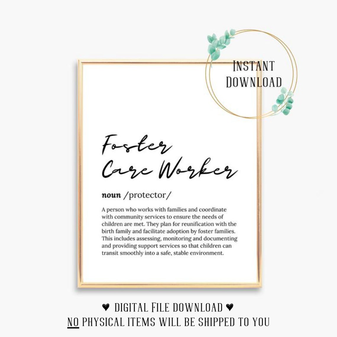 Foster Care Worker Definition Dictionary Script Poster Protector Gift