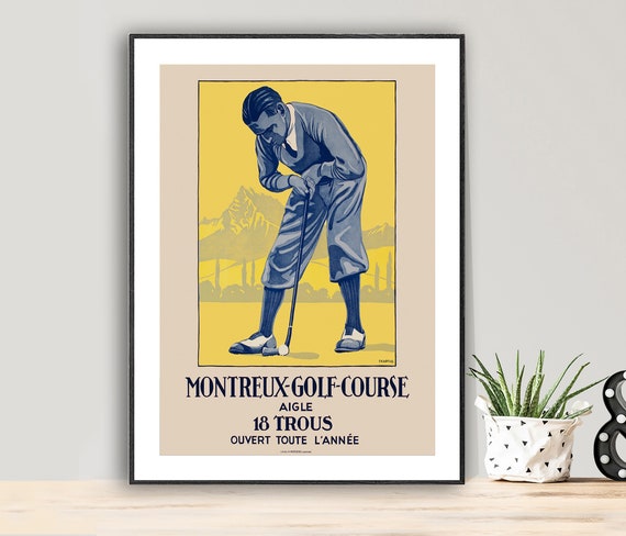 Montreux Golf Course Vintage Sport Poster Poster Paper Or Print Gift Idea Wall Decor